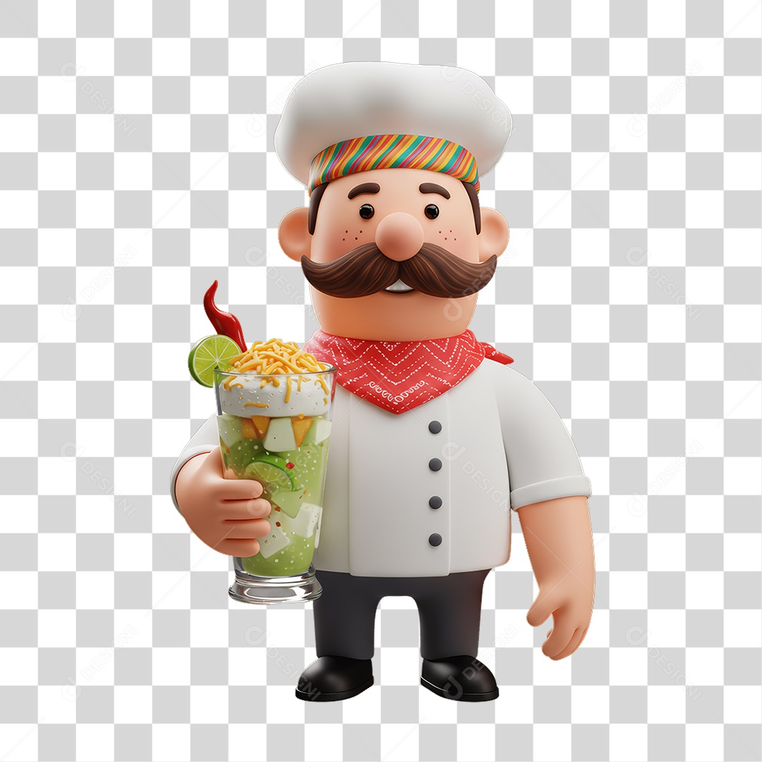 Personagem Mexicano com Comidas Típicas PNG Transparente
