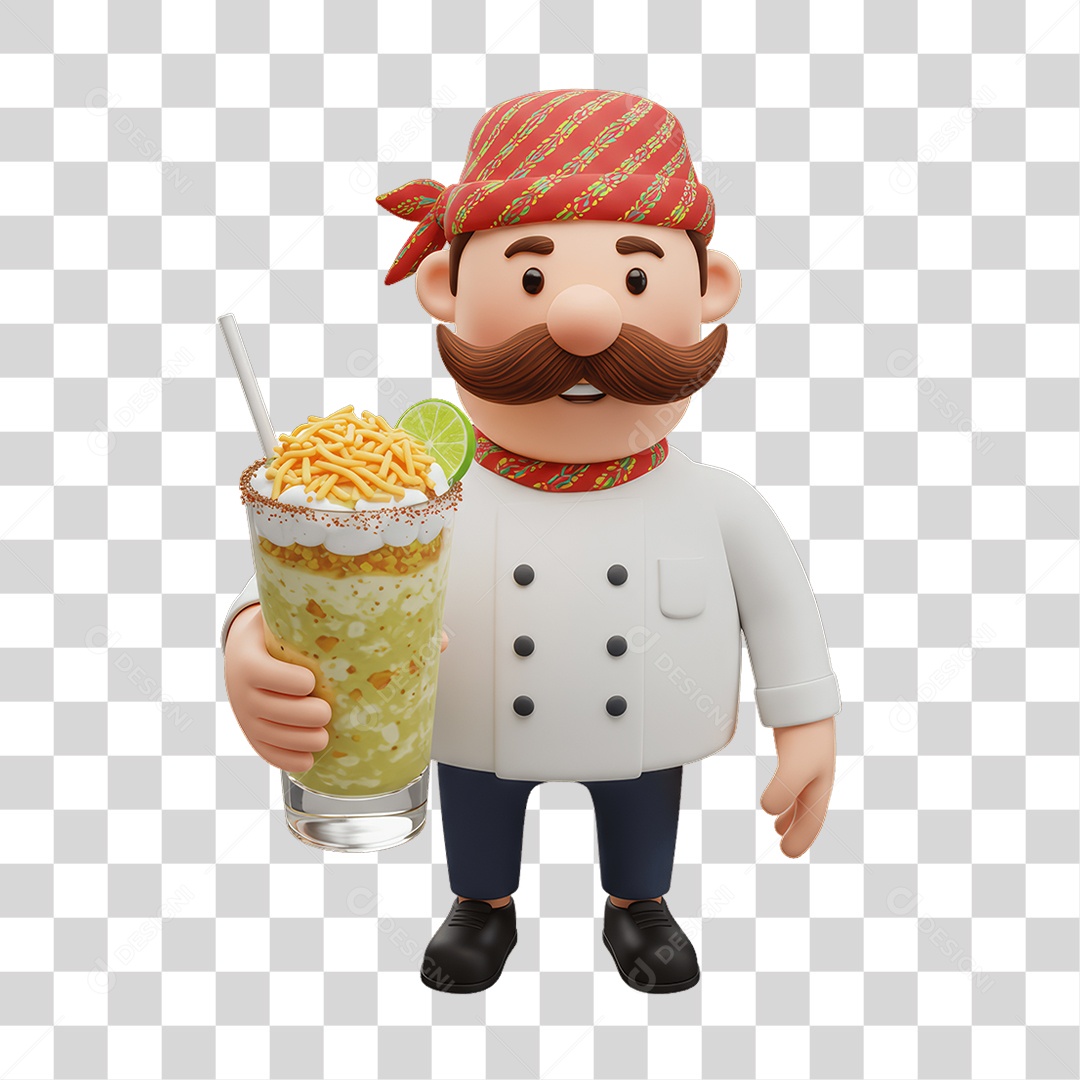 Personagem Mexicano com Comidas Típicas PNG Transparente