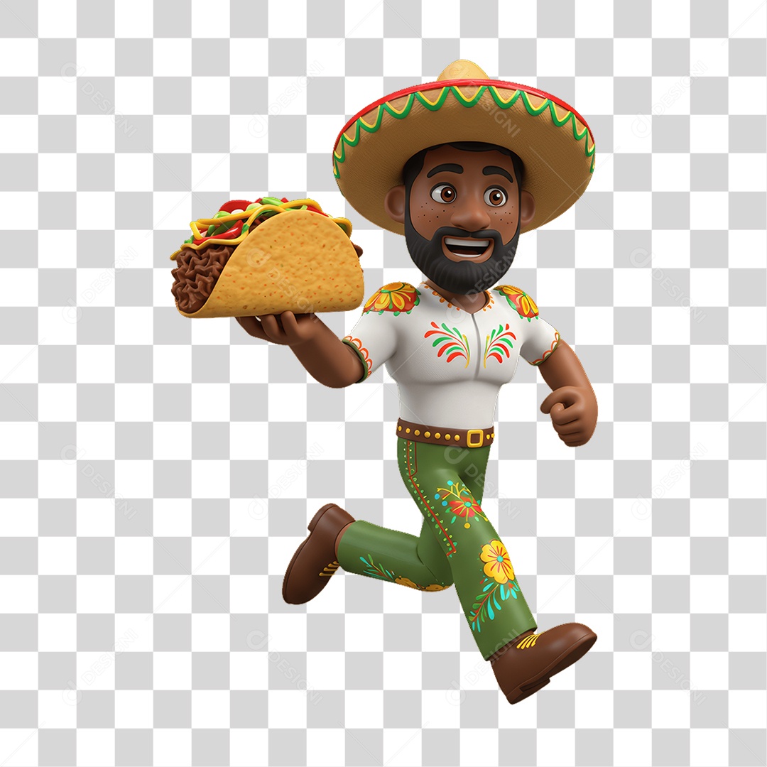 Personagem Mexicano com Comidas Típicas PNG Transparente
