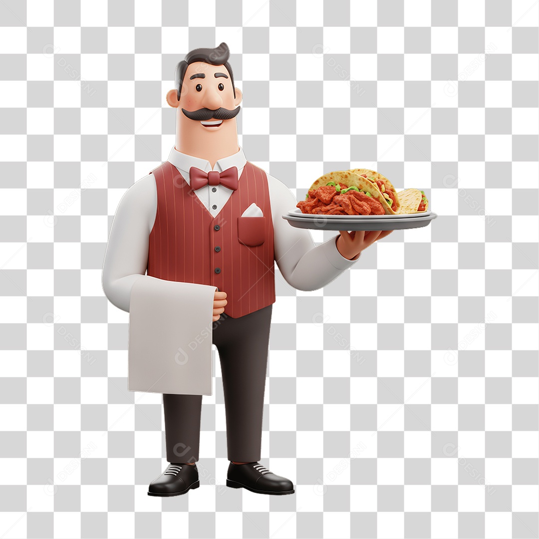 Personagem Mexicano com Comidas Típicas PNG Transparente