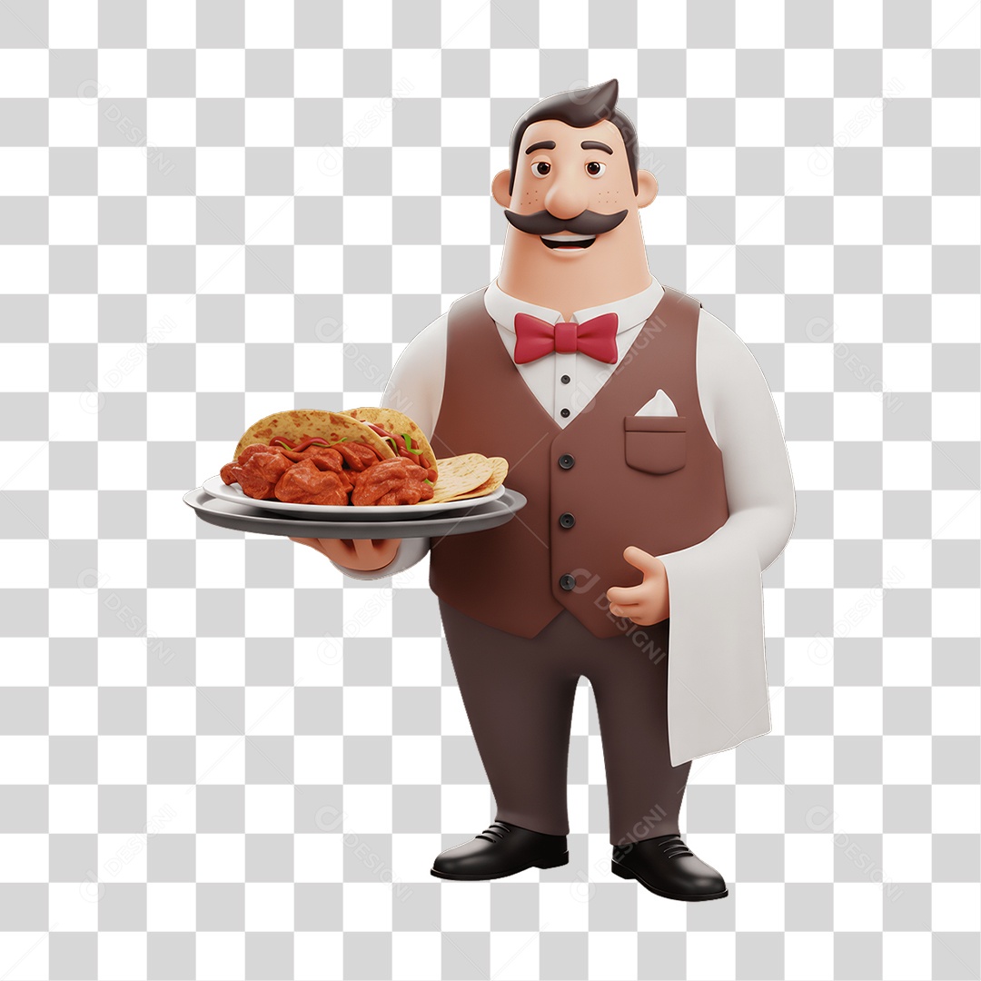 Personagem Mexicano com Comidas Típicas PNG Transparente