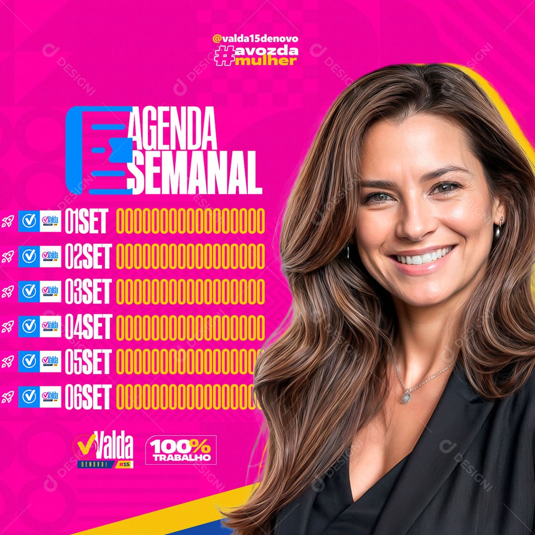 Política Agenda Semanal Social Media PSD Editável