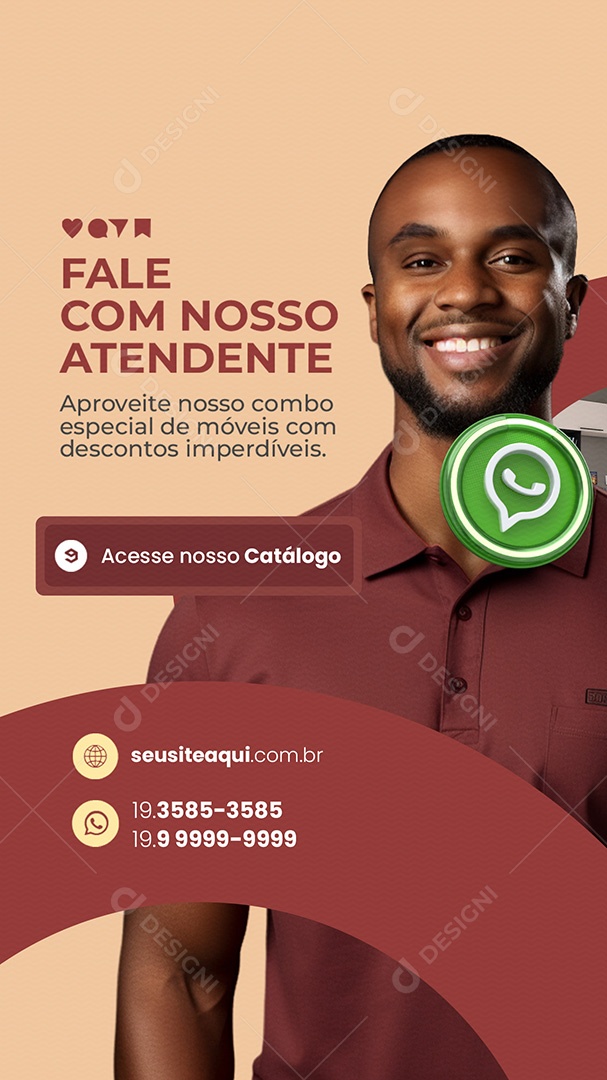 Story Móveis Planejados Fale com Nosso Atendente Social Media PSD Editável