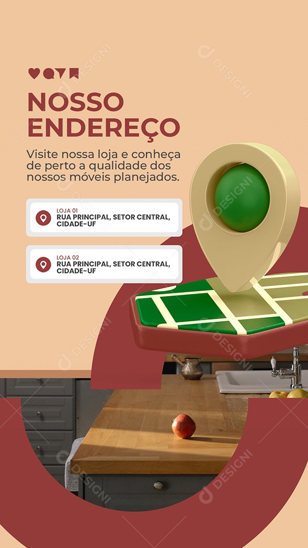 Story Móveis Panejado Nosso Endereço Social Media PSD Editável