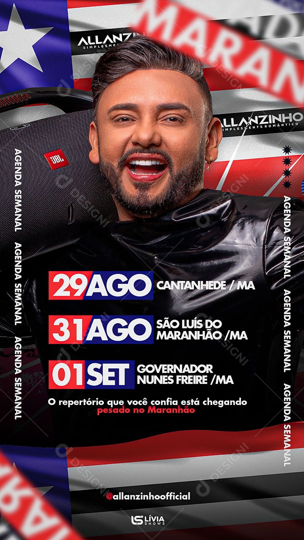 Story Agenda Shows Artista Allanzinho Social Media PSD Editável