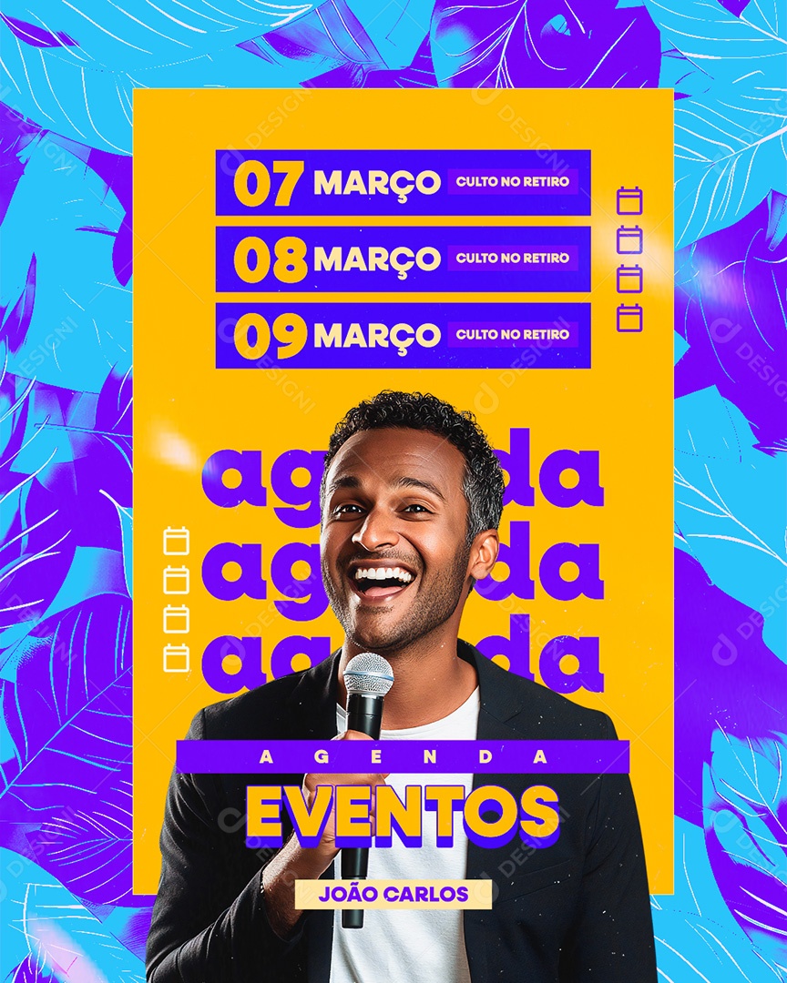 Flyer Gospel Arte Agenda Pastor Retiros 2025 Social Media PSD Editável