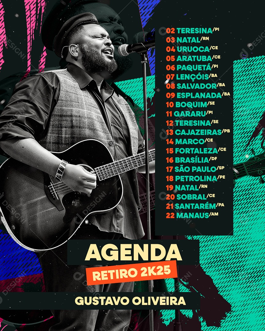 Flyer Gospel Agenda Retiro 2025 Gustavo Oliveira Social Media PSD Editável