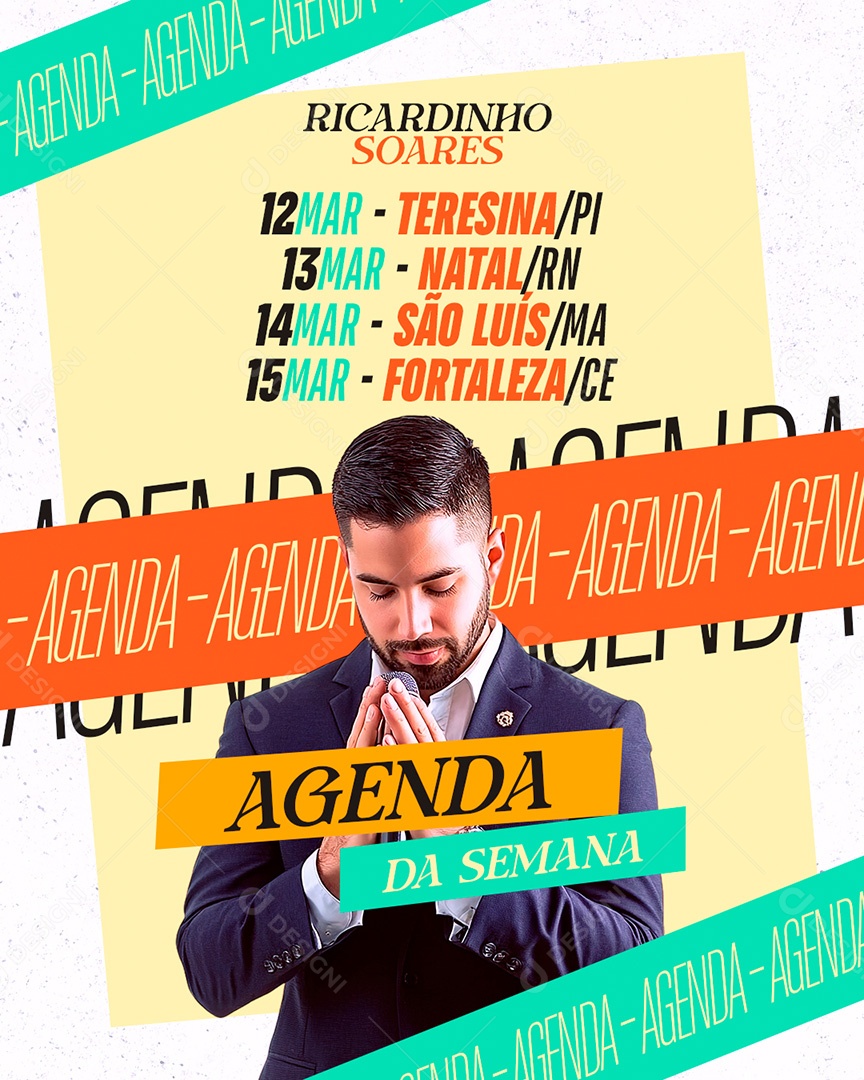 Flyer Gospel Agenda da Semana Retiros Social Media PSD Editável