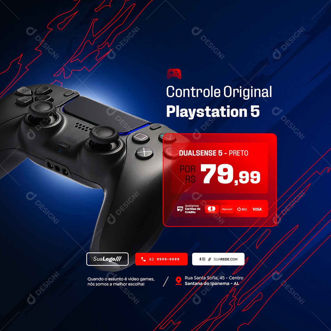 Loja de Games Promoção Controle Original Social Media PSD Editável