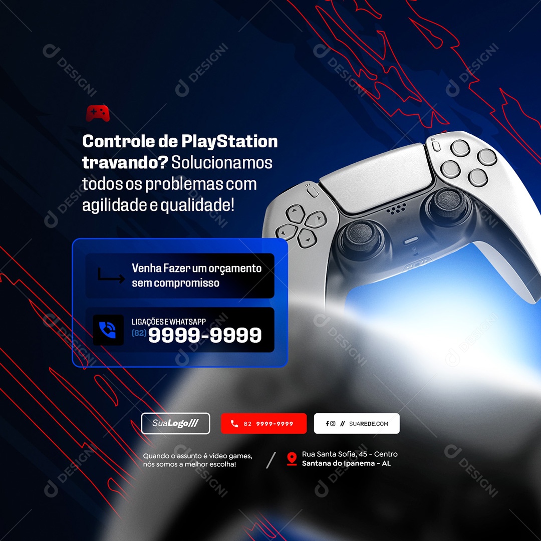 Loja de Games Assistência Manutenção de Console Social Media PSD Editável