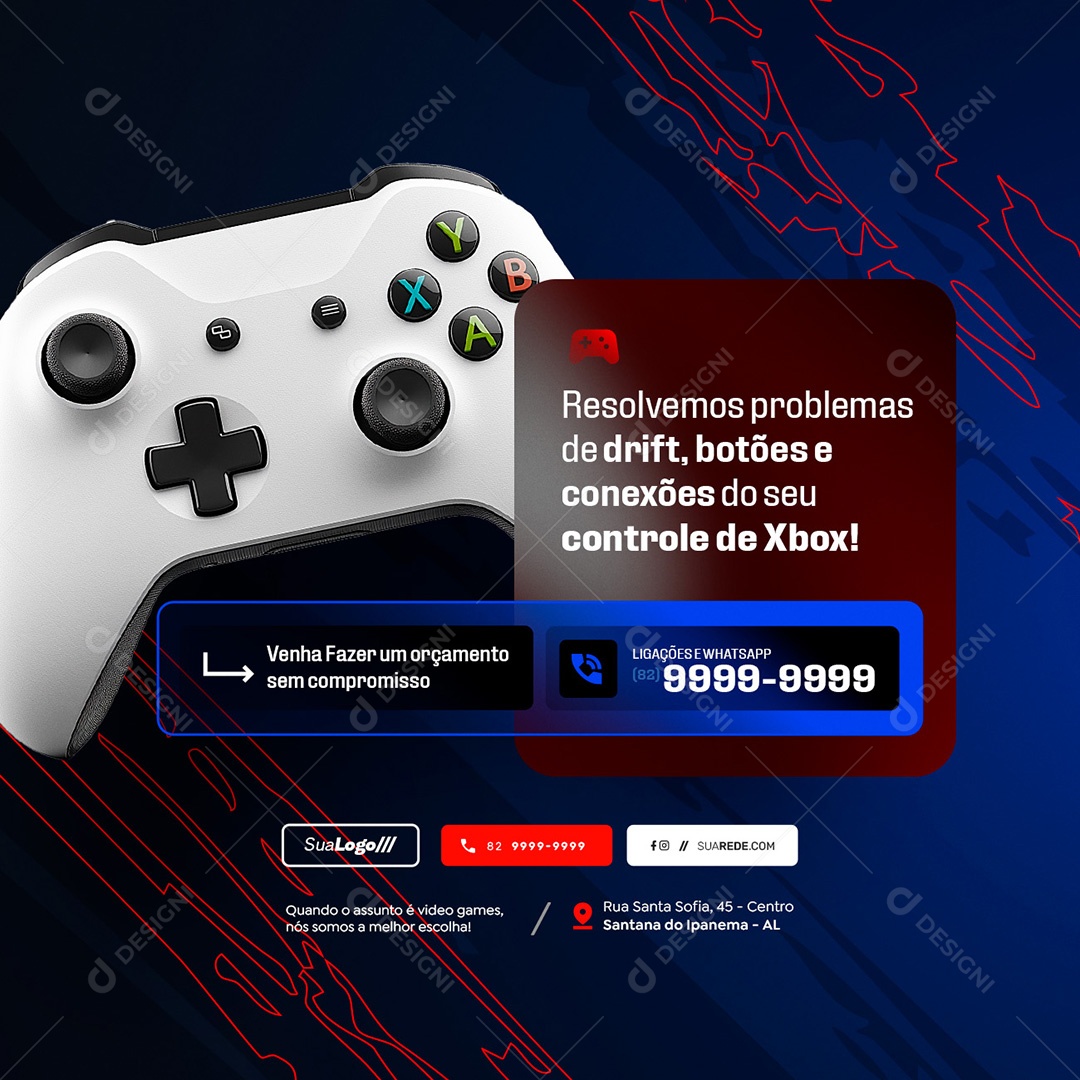 Loja de Games Assistência Manutenção de Console Social Media PSD Editável