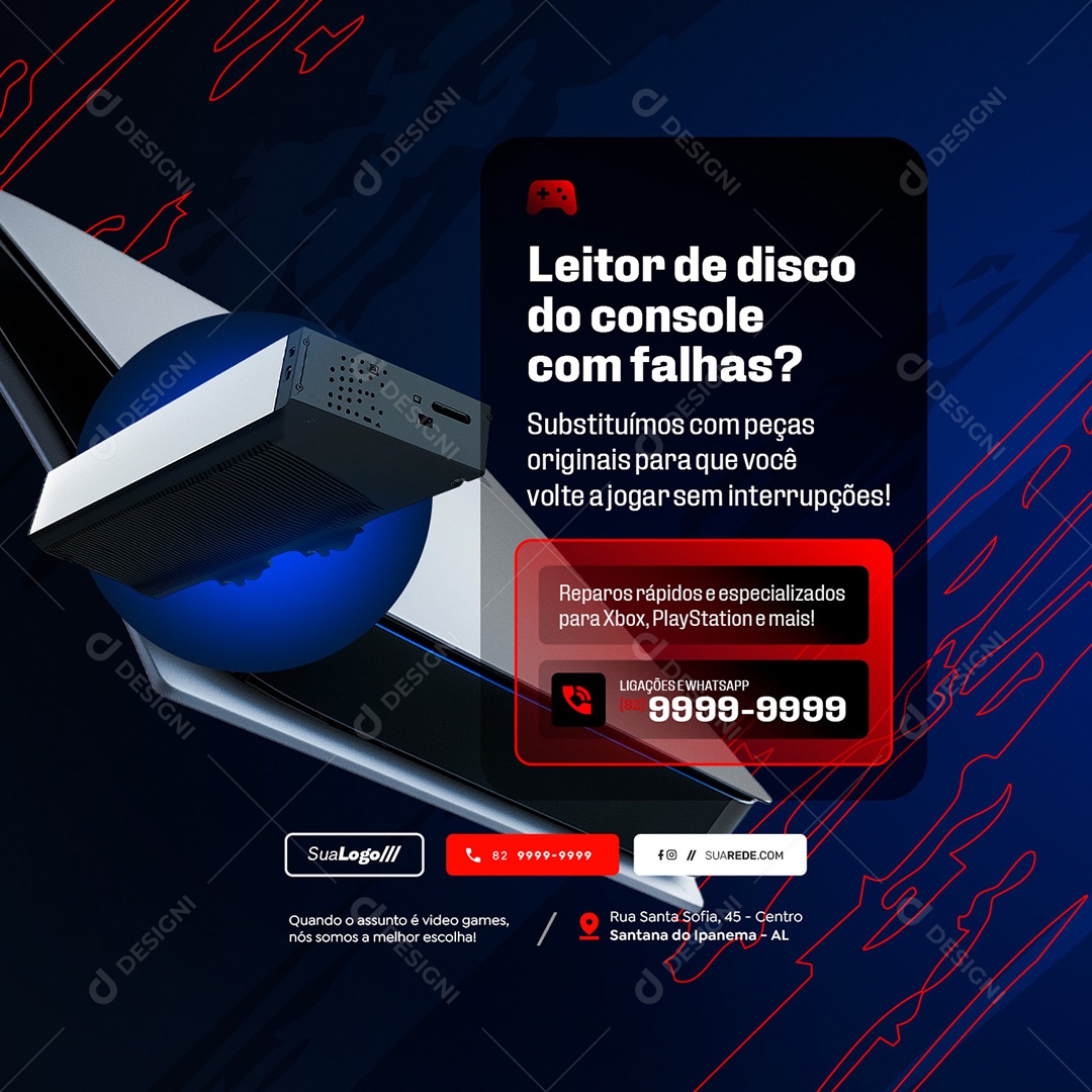 Loja de Games Assistência Manutenção de Console Social Media PSD Editável