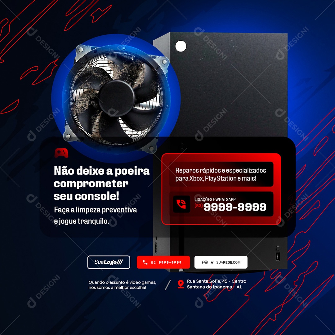 Loja de Games Assistência Manutenção de Console Social Media PSD Editável