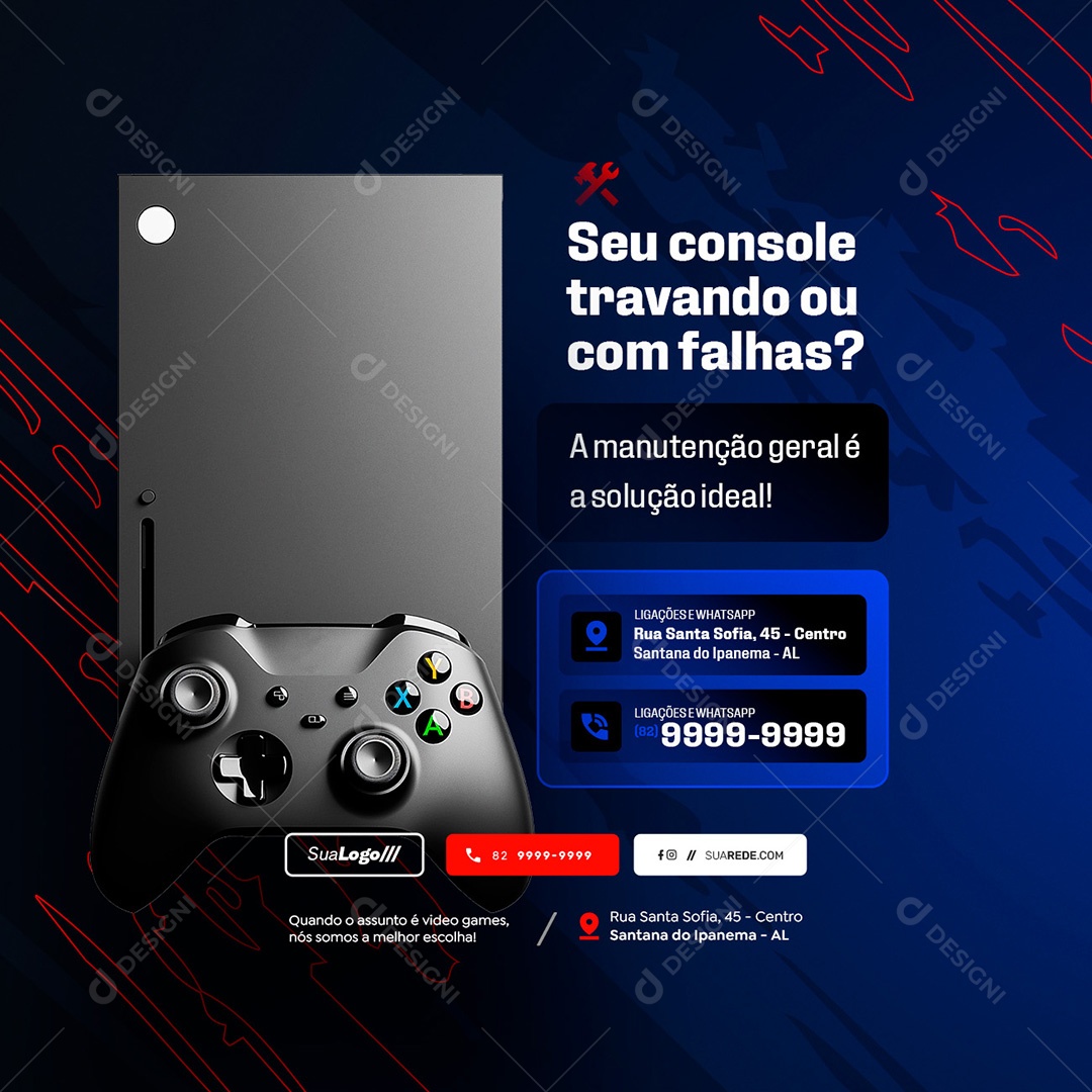 Loja de Games Assistência Manutenção de Console Social Media PSD Editável