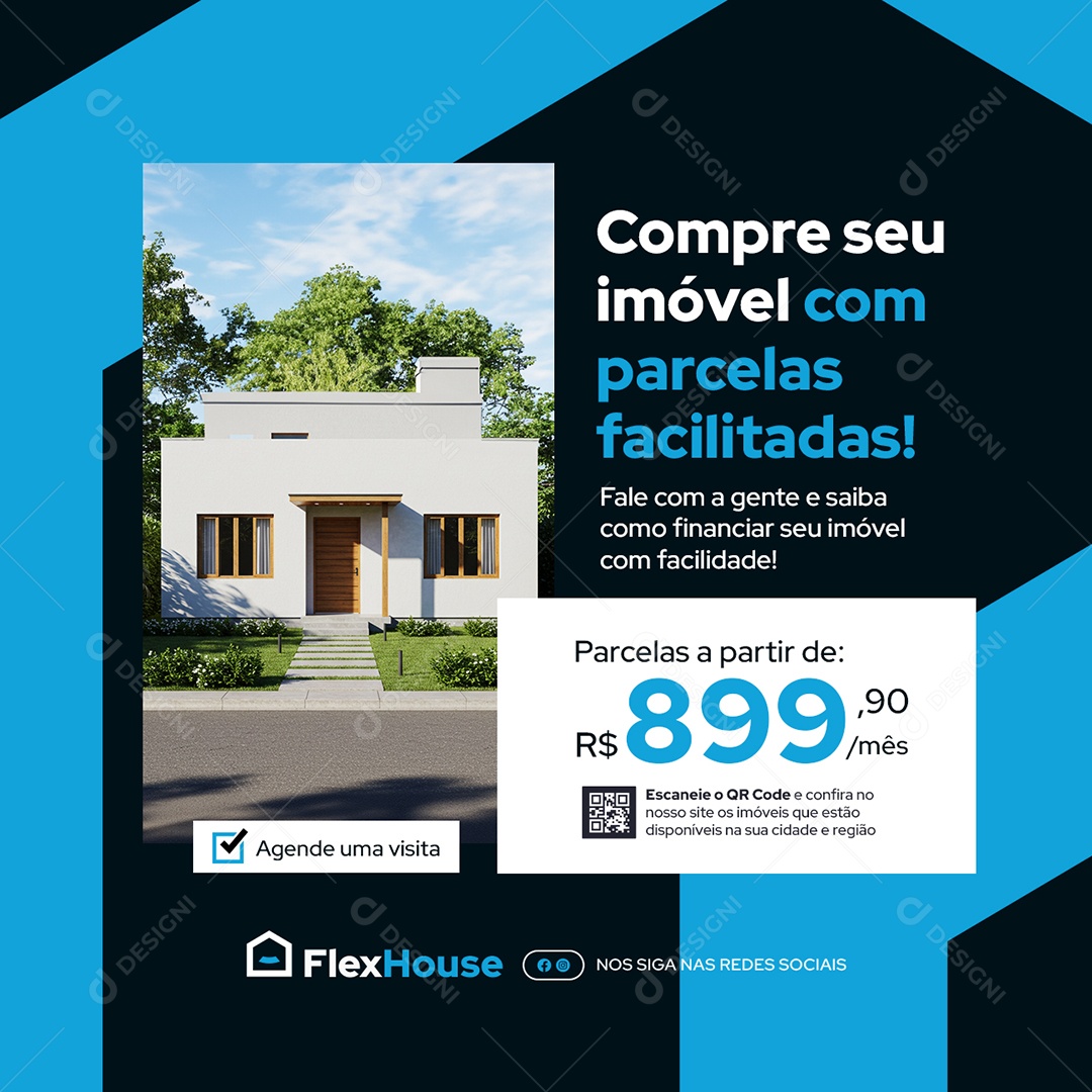 Imobiliária Seu Imóvel com Parcelas Facilitadas Social Media PSD Editável