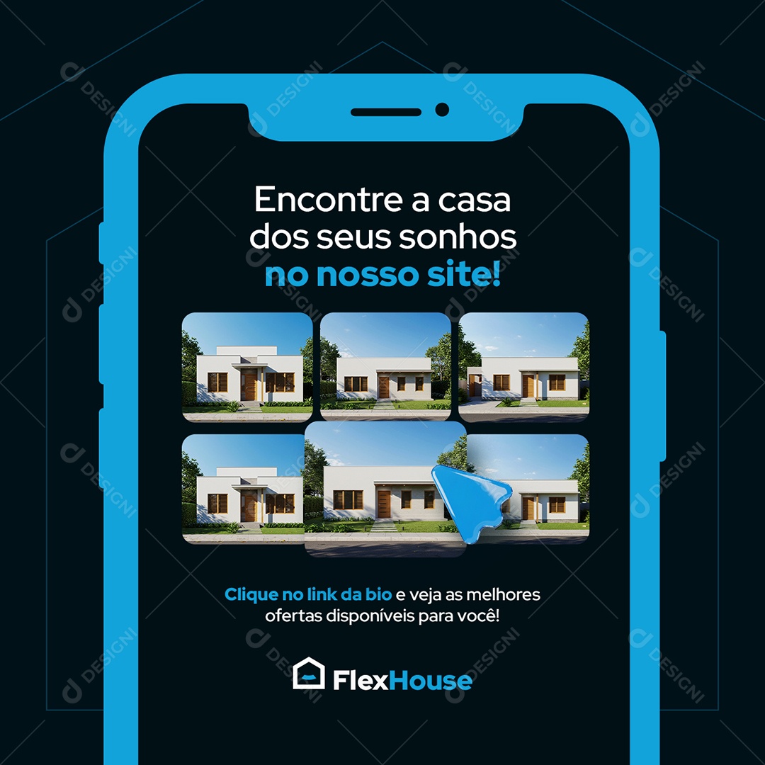 Imobiliária Encontre a Casa dos seus Sonhos Social Media PSD Editável