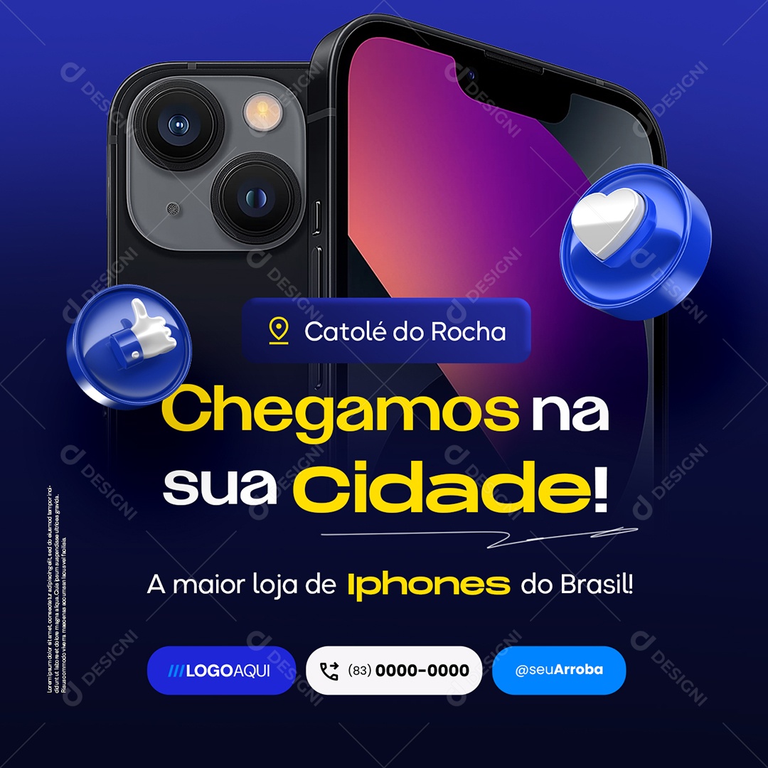 Chegamos na sua Cidade Lojas Iphones Social Media PSD Editável