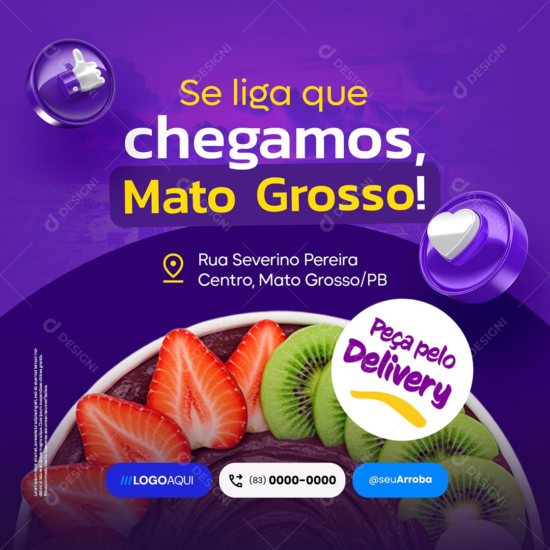 Se Liga que Chegamos Mato Grosso Açaiteria Social Media PSD Editável