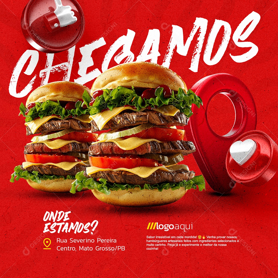 Chegamos na Sua Cidade Lanchonete Social Media PSD Editável