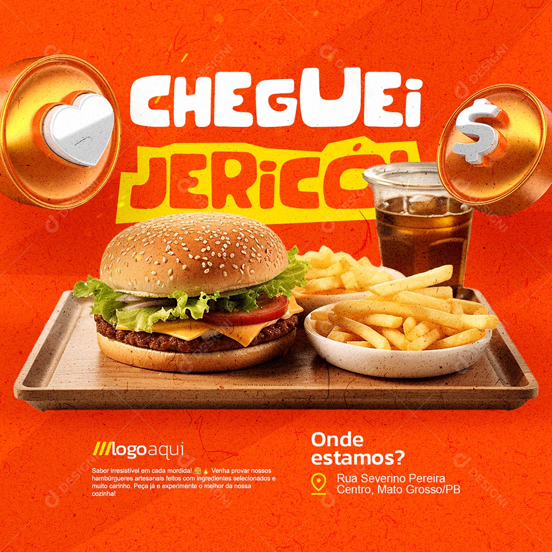 Cheguei Jericó Lanchonete Social Media PSD Editável