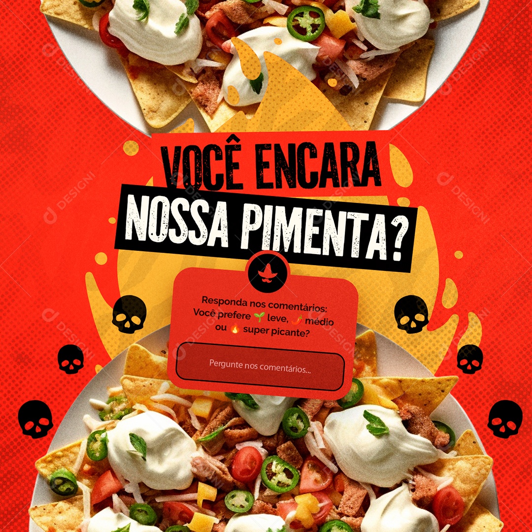 Comida Mexicana Você Encara Nossa Pimenta Social Media PSD Editável