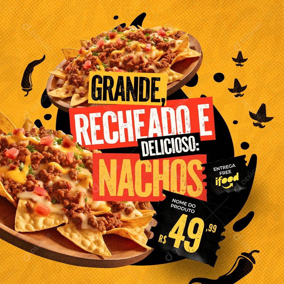 Comida Mexicana Grande Recheado e Delicioso Social Media PSD Editável
