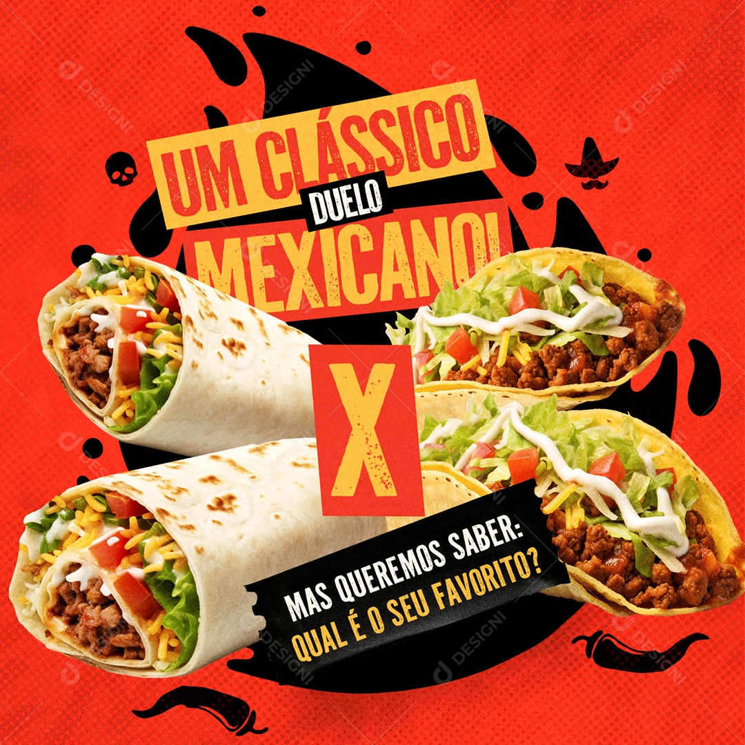 Comida Mexicana Um Clássico Duelo Social Media PSD Editável