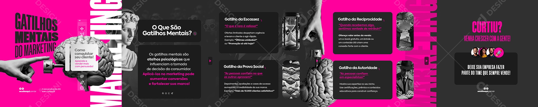 Carrossel Marketing Digital Gatilhos Mentais Social Media PSD Editável