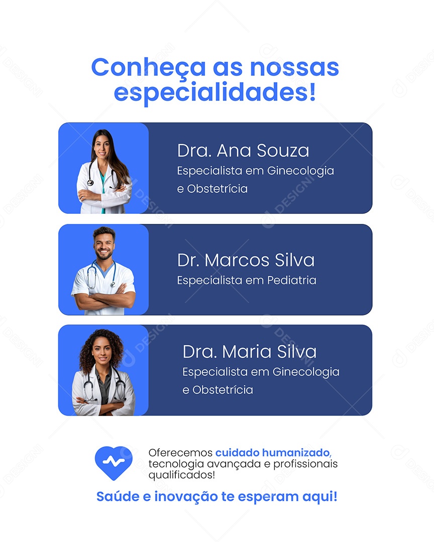 Clínica Médica Nossas Especialidades Social Media PSD Editável