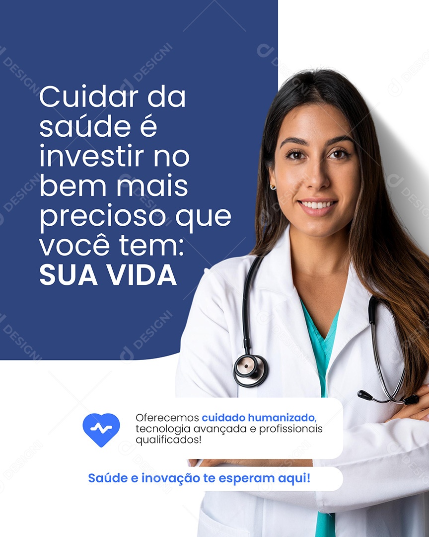 Clínica Médica Invista No Bem Estar Social Media PSD Editável