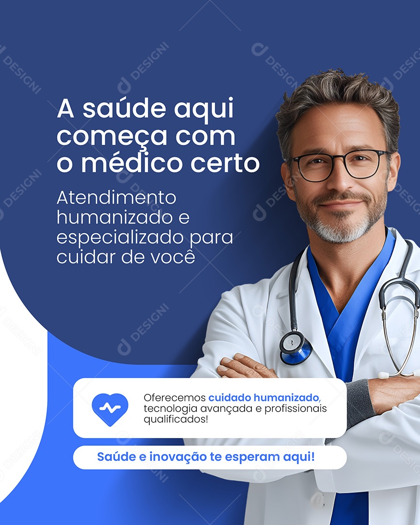 Clínica Médica Atendimento Humanizado Social Media PSD Editável
