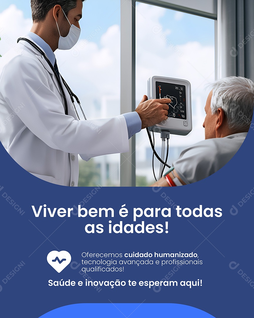 Clínica Médica Viver Bem é Para Todas as Idades Social Media PSD Editável