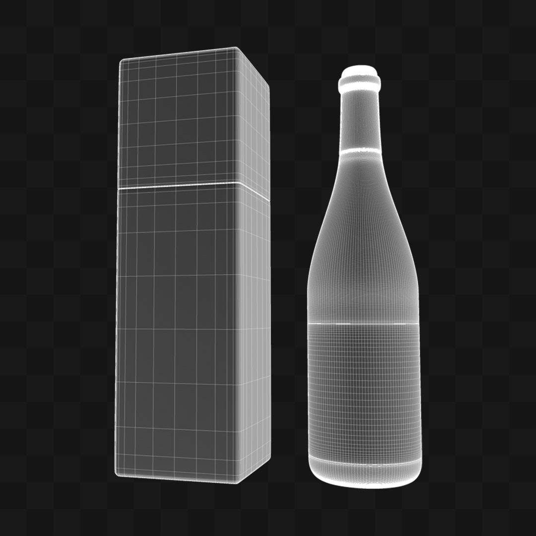 Garrafa com Caixa - Modelo 3D