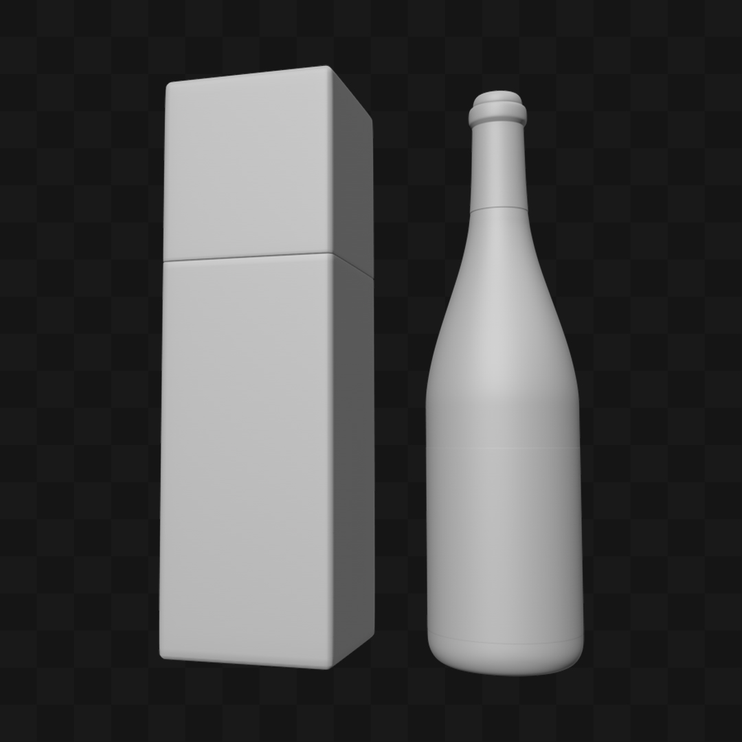 Garrafa com Caixa - Modelo 3D