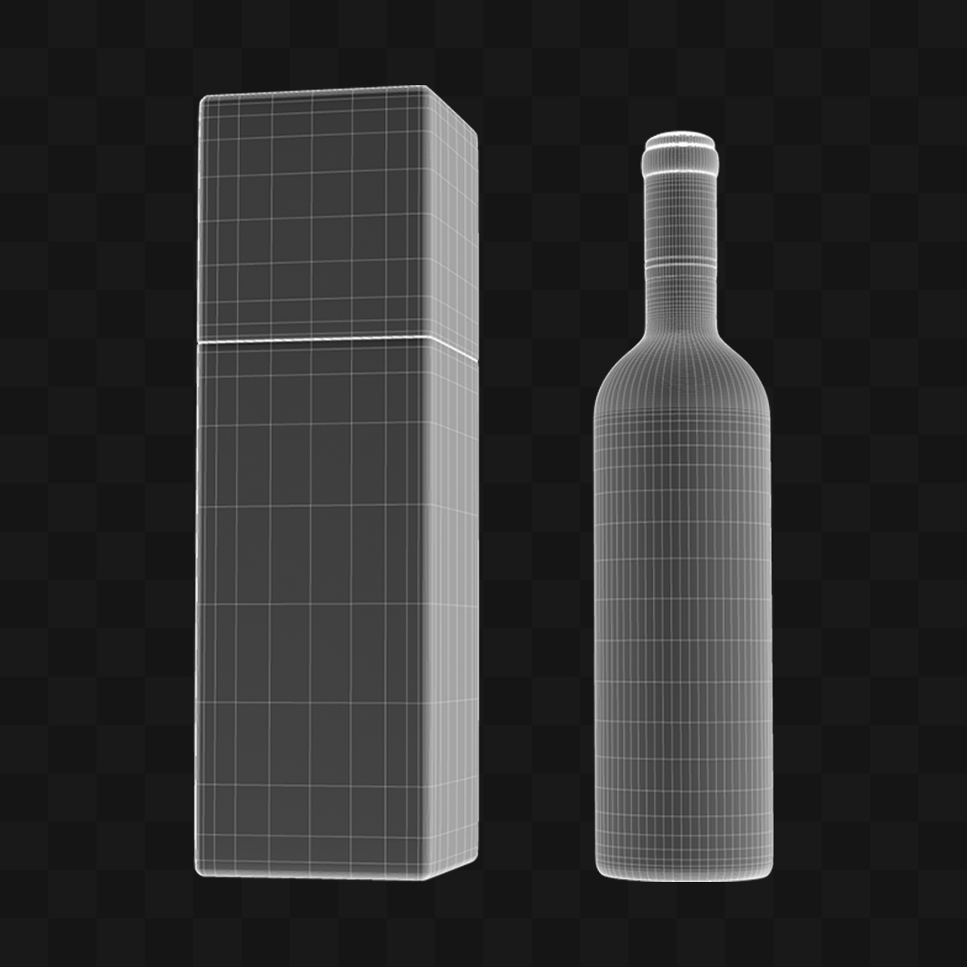 Garrafa com Caixa - Modelo 3D