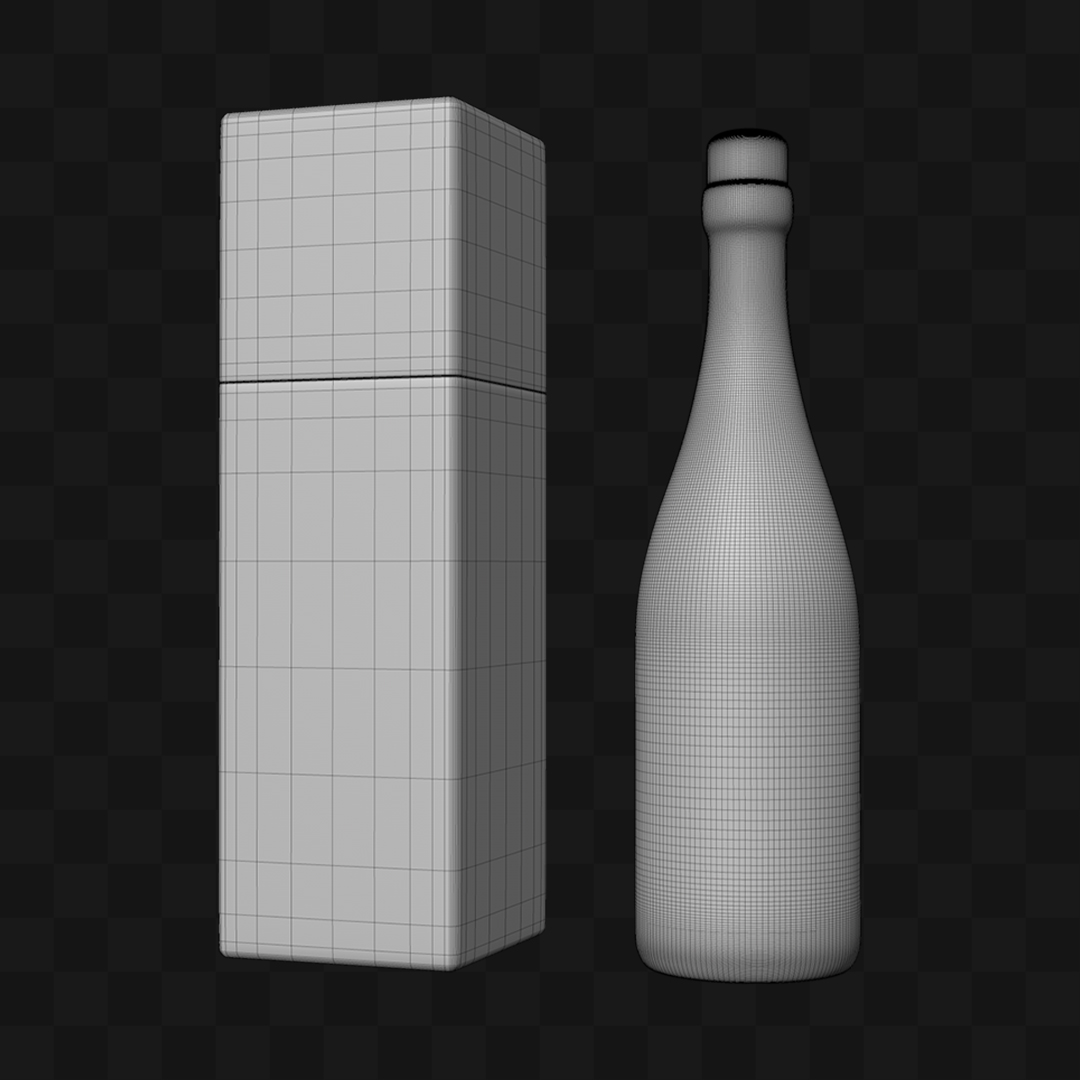 Garrafa com Caixa - Modelo 3D