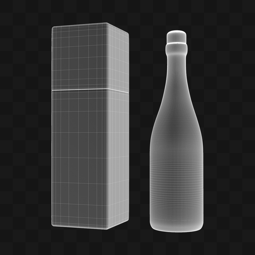 Garrafa com Caixa - Modelo 3D