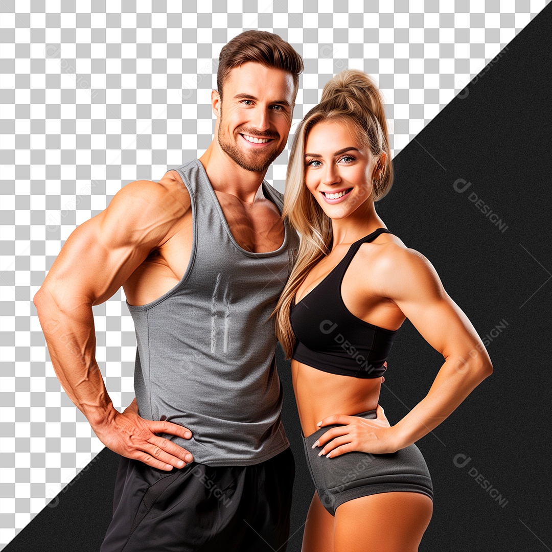 Casal Fitness Academia Em Fundo Transparente