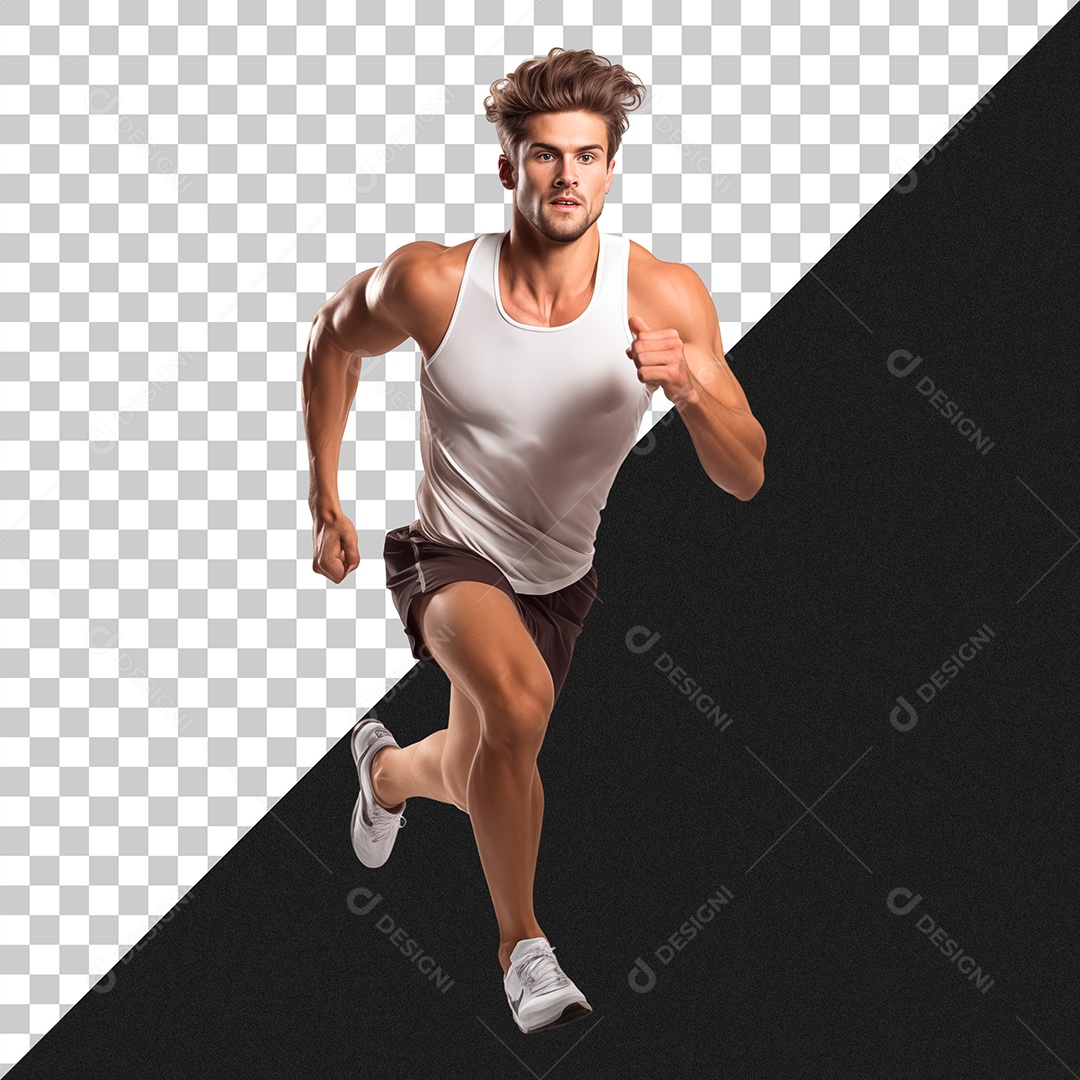 Homem Fitness Correndo PNG Transparente