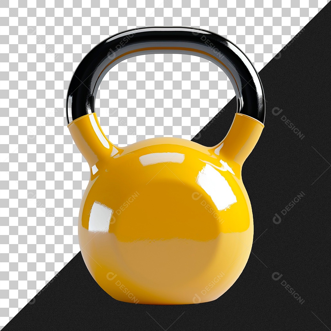Peso de Academia Kettlebell Amarelo PNG Transparente
