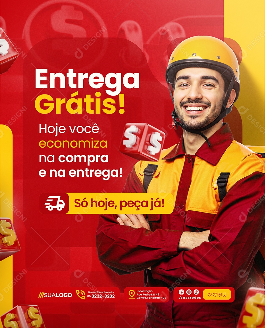 Ofertas do Dia Entrego Grátis Social Media PSD Editável