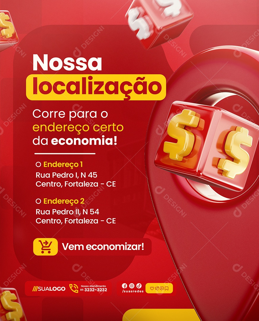 Ofertas do Dia Nossa Localização Social Media PSD Editável