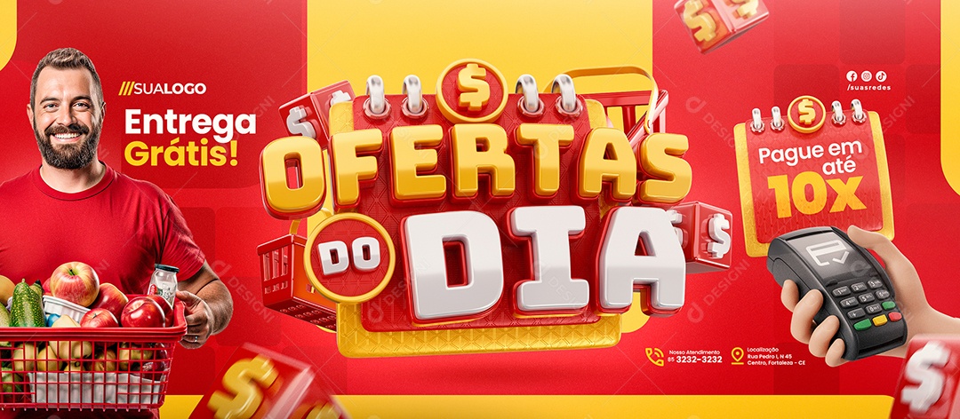 Ofertas do Dia Banner Entrega Grátis Social Media PSD Editável