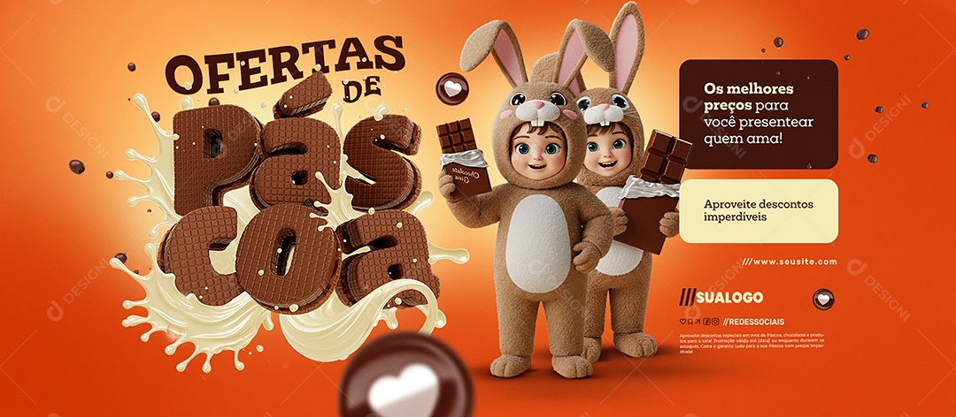 Ofertas de Páscoa Banner os Melhores Preços Social Media PSD Estável