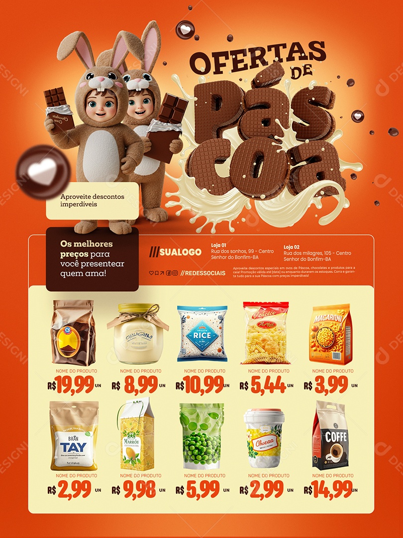 Ofertas de Páscoa Encarte os Melhores Preços Social Media PSD Estável