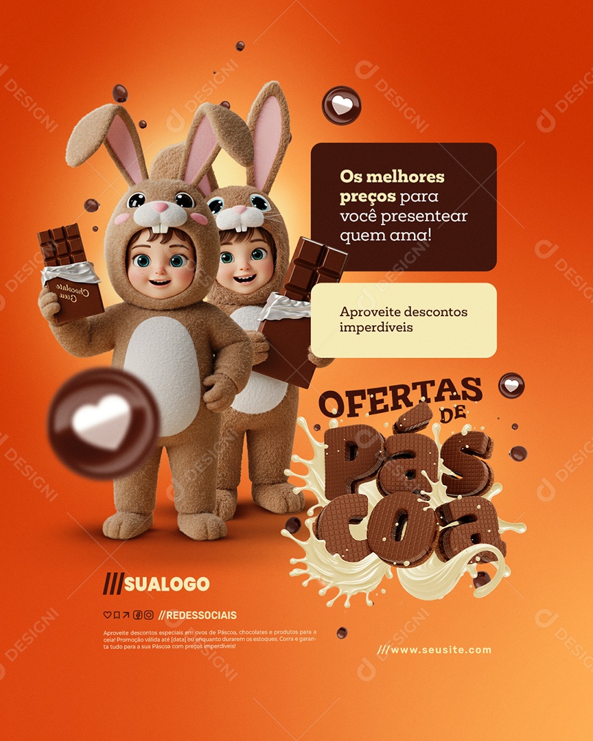 Ofertas de Páscoa Os Melhores Preços Social Media PSD Editável
