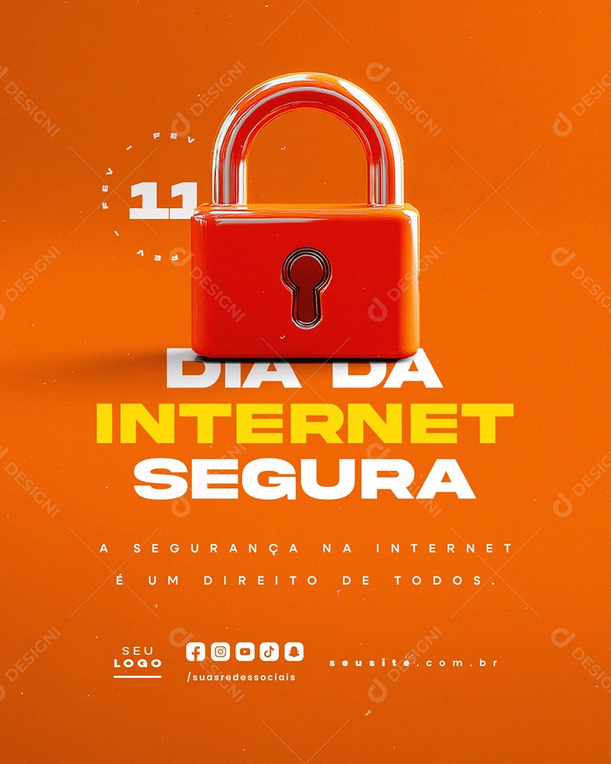 Dia Internacional da Internet Segura 06 de fevereiro Digital Social Media PSD Editável