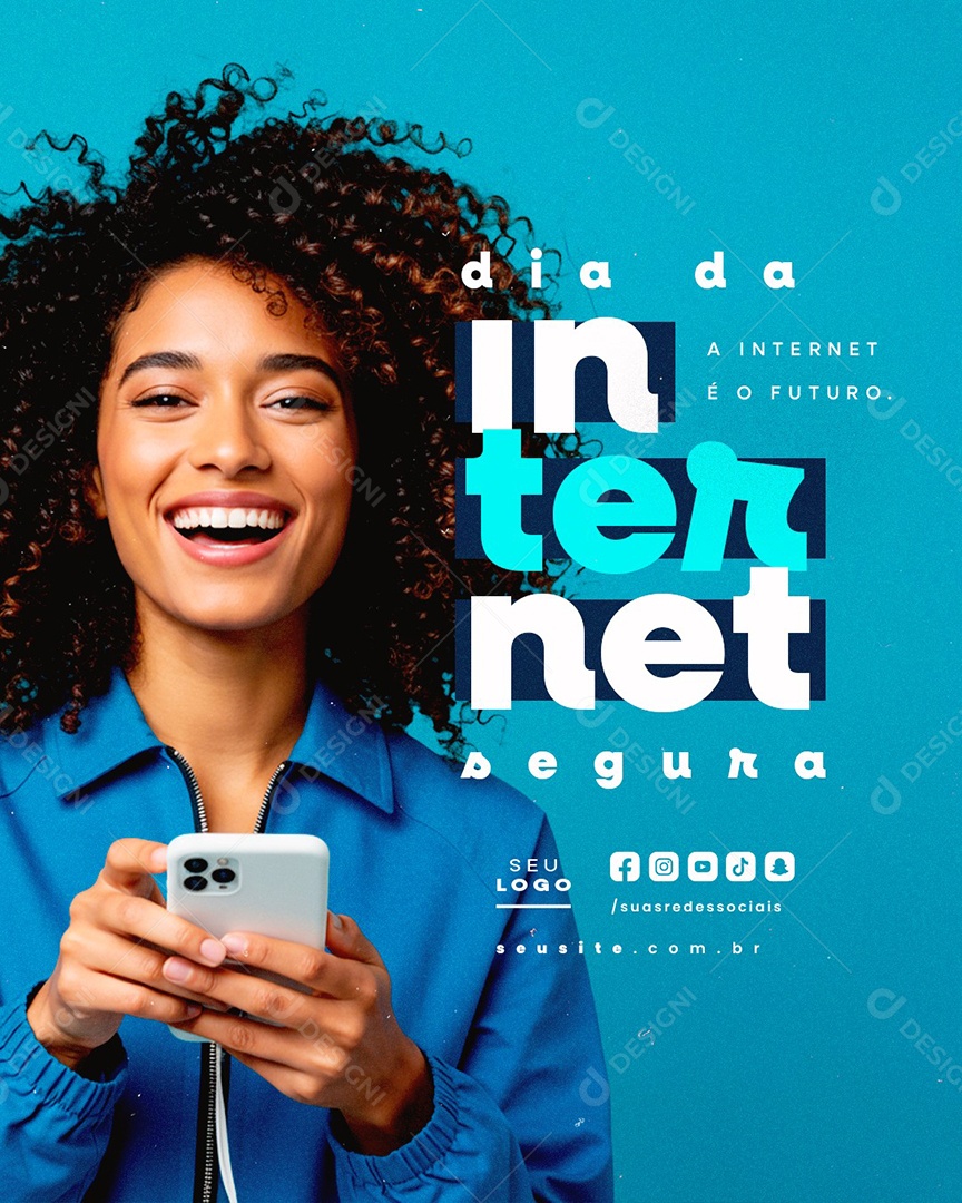 Dia Internacional da Internet Segura 06 de fevereiro Digital Social Media PSD Editável