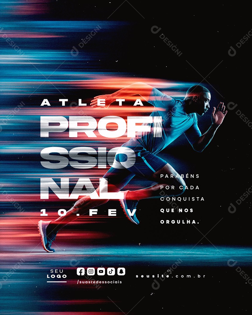 Dia do Atleta Profissional 10 De Fevereiro Social Media PSD Editável