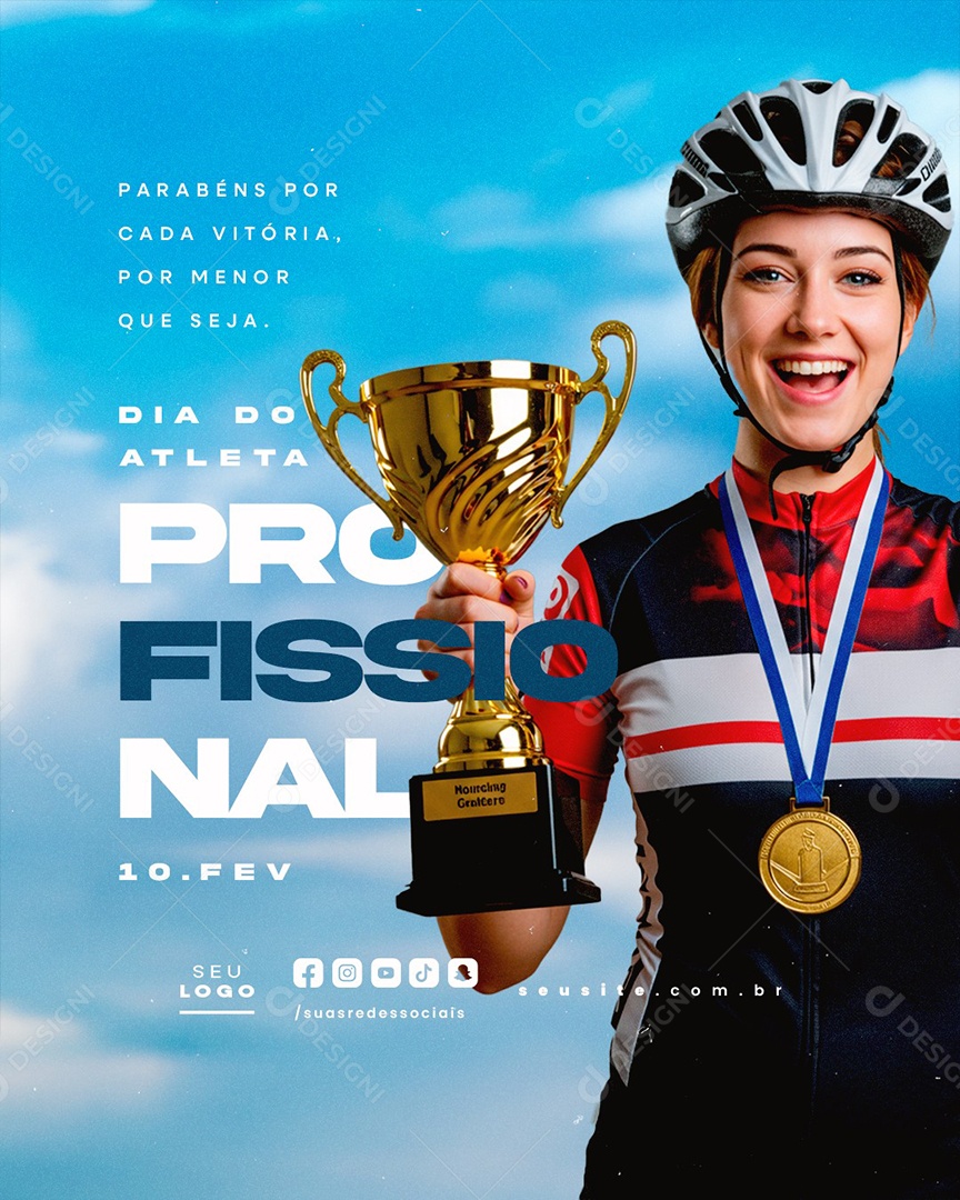 Dia do Atleta Profissional 10 De Fevereiro Social Media PSD Editável
